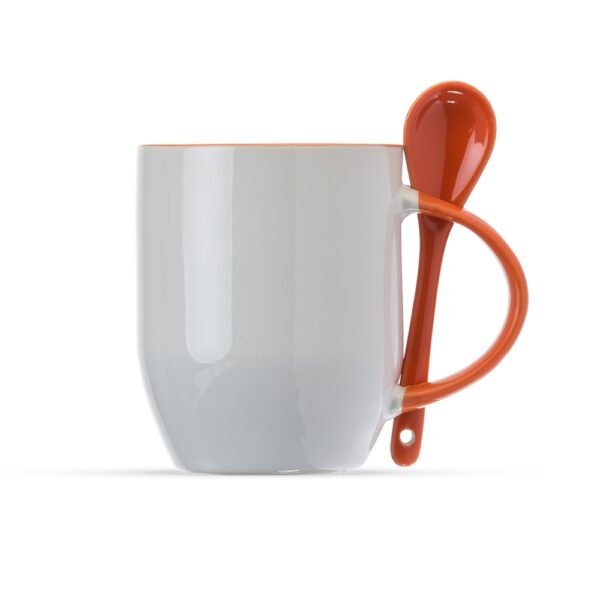 Caneca Ceramica 350ml com Colher LARANJA 4887d1 1505853505